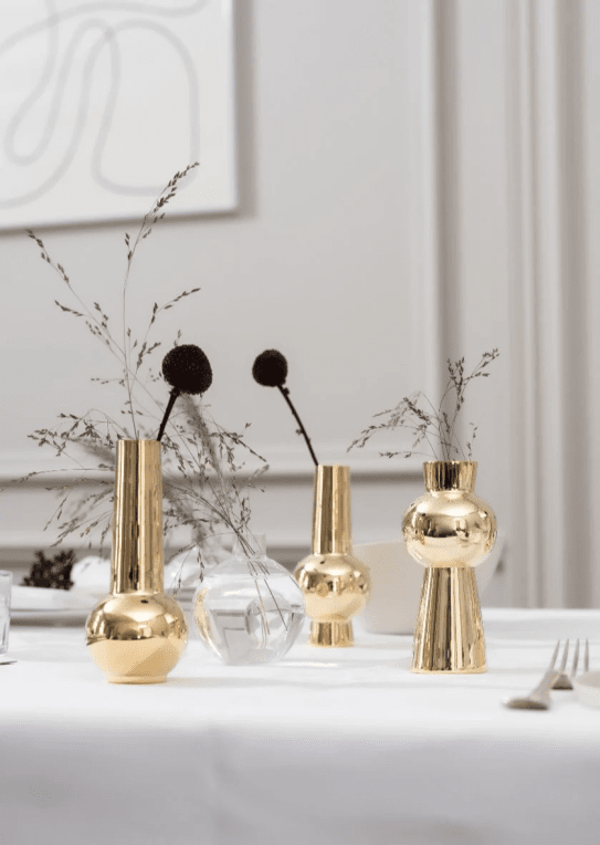 Skultuna Bead vaser mässing set av 3